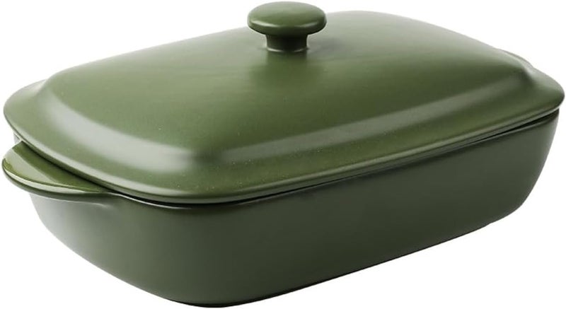 TUSIMI Ceramic Casserole Dish with Lid,33oz Covered Rectangular Baking Dish with Lid,Deep Casserole Cookware Bakeware,Oven Safe and Dishwash Safe - Image 1